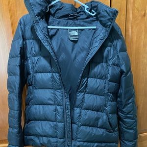 Black Northface puffer jacket with fur hood